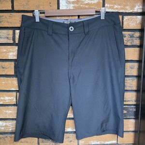 BKE Men's Standard Fit‎ Mens 34 Flat Front Black  Shorts Preppy Faded Button